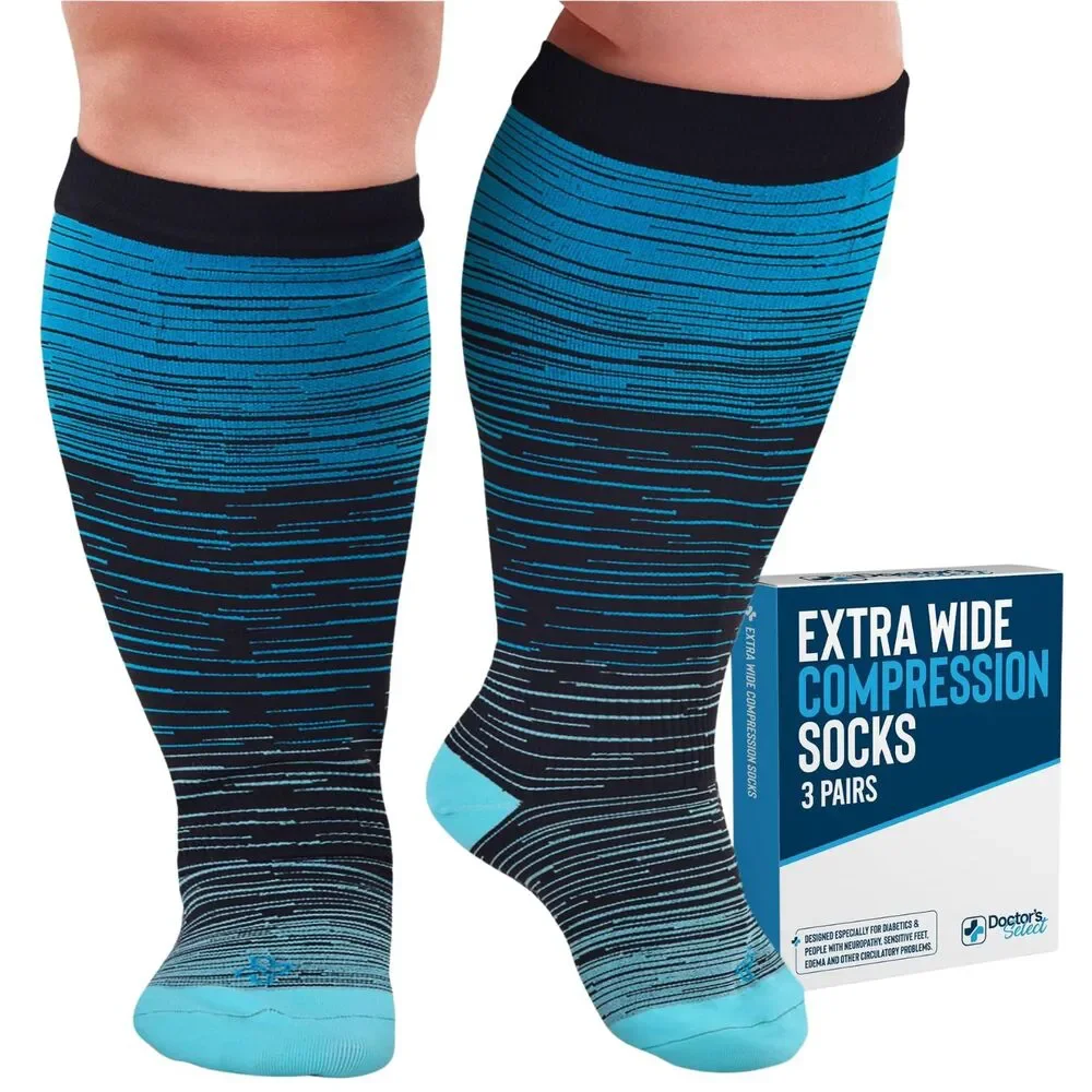 Doctor's Select New 3 Pairs Compression Socks Extra Wide Calf